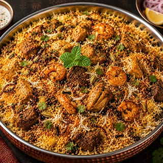 Maharaja Biryani ( chicken, goat & shrimp)